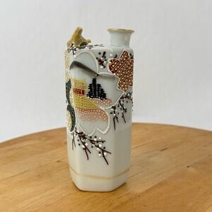 Vtge 1930’s Japanese Porcelain Kiyomizu Ware Singing Sake Bottle Whistle Tokkuri